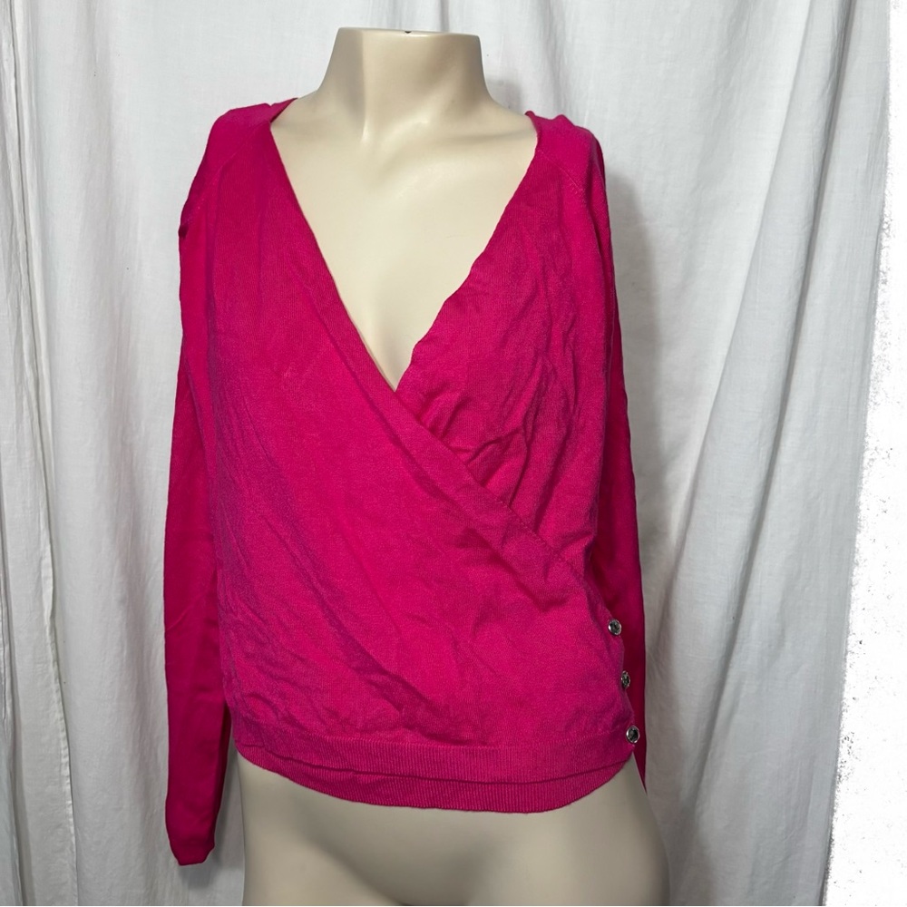 NWT Tommy Hilfiger women’s hot pink 2004 extra large wrap sweater diamond